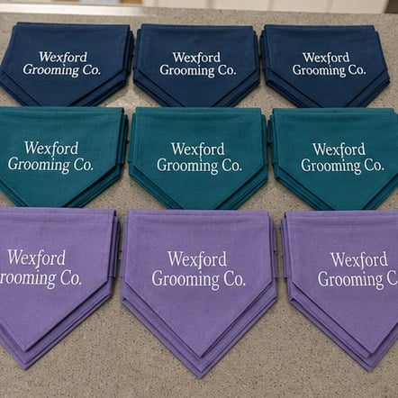 Customized dog bandanas for groomers and salons