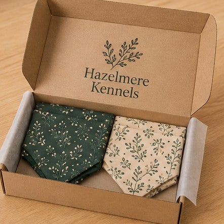 Customized dog bandanas for pet retail and subscription